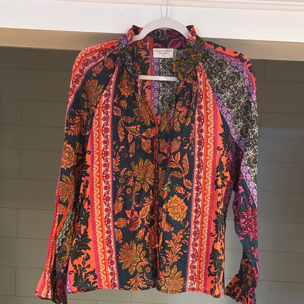Dress Forum Vibrant Floral Stripe Blouse